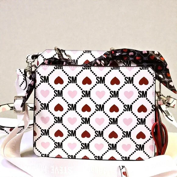 Steve Madden White/Black/Red/Pink Bevelyn DT627205 Satchel NWT - Picture 9 of 9